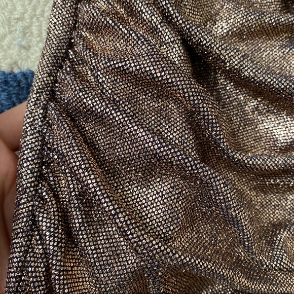 🥂 ZARA COPPER SHIMMERING HIGH WAIST SLIT RUCHED MIDI SKIRT! - Picture 7 of 13